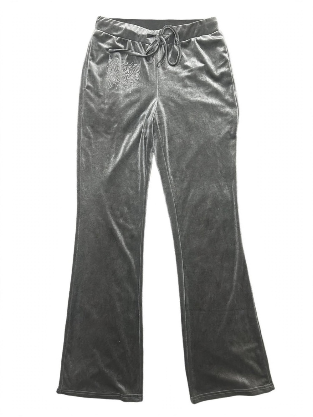 Y2k Velvet Boot Flare Pants - Gray